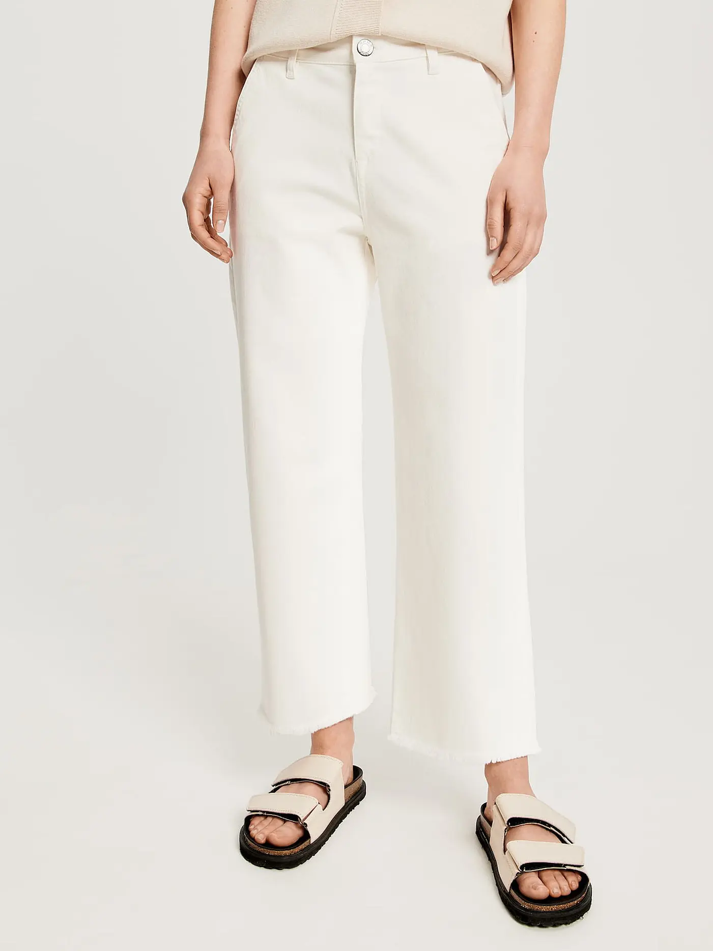 OPUS | Jeans Straight Fit Cropped | creme